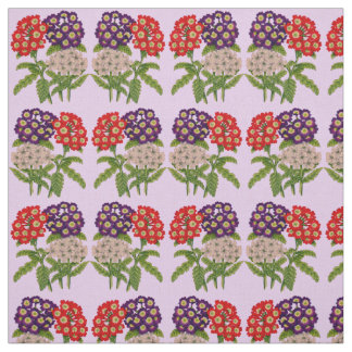 verbena flowers in red and purple floral print fabric