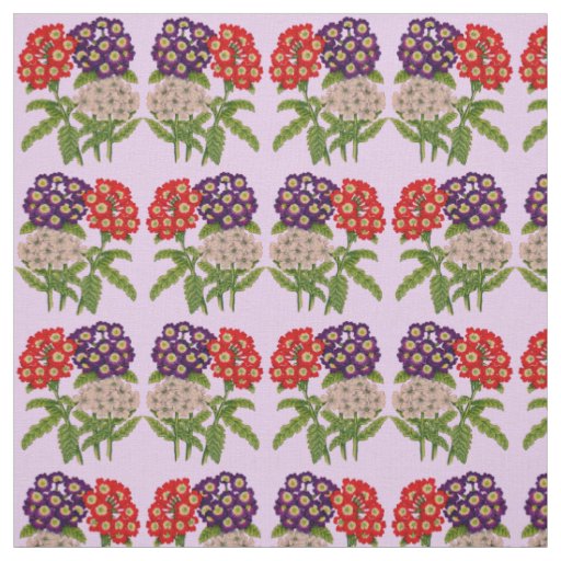 verbena flowers in red and purple floral print fabric
