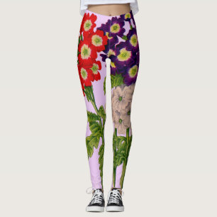 verbena flowers in red and purple leggings