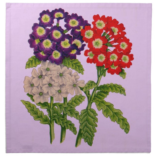 verbena flowers print cloth napkin (Front)
