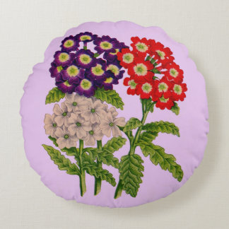 verbena flowers print round pillow