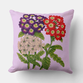 verbena flowers print throw pillow