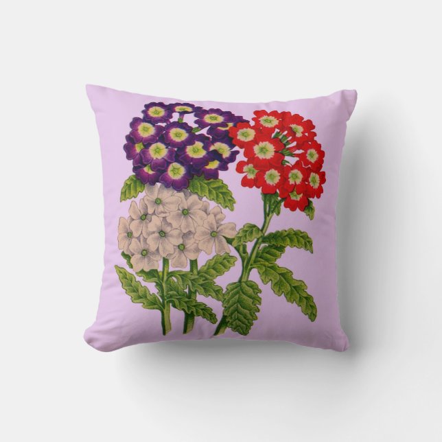 verbena flowers print throw pillow (Front)