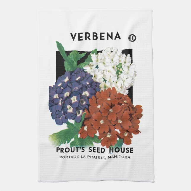 Verbena Seed Packet Label Kitchen Towel (Vertical)