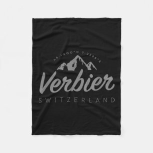 Verbier Mountain Vacation Skiing Switzerland  Fleece Blanket