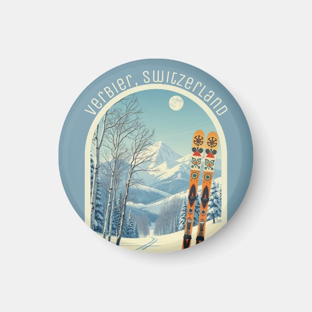 Verbier Switzerland Schweiz 4 Vallées ski  Magnet (Front)