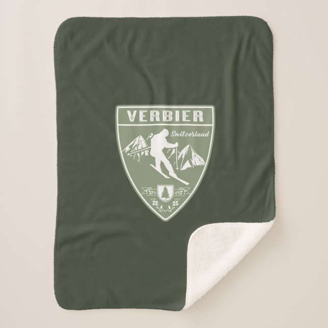 Verbier Switzerland Sherpa Blanket (Front)