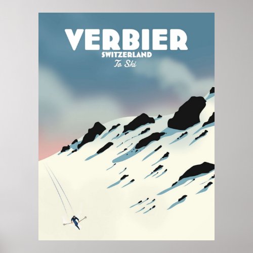 Verbier Switzerland ski Poster