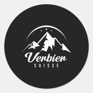 Verbier Switzerland Ski Resort Skiing Snowboarding Classic Round Sticker