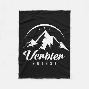 Verbier Switzerland Ski Resort Skiing Snowboarding Fleece Blanket
