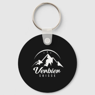 Verbier Switzerland Ski Resort Skiing Snowboarding Keychain