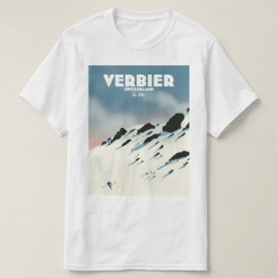 Verbier Switzerland ski travel poster art print. T-Shirt