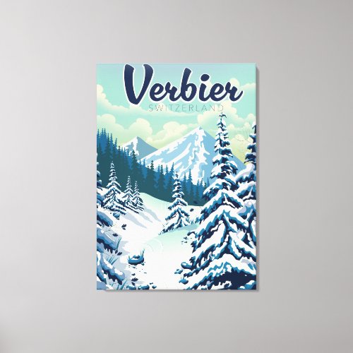 Verbier Switzerland Travel poster Canvas Print