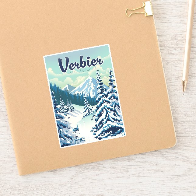 Verbier Switzerland Travel poster Sticker (Notebook)
