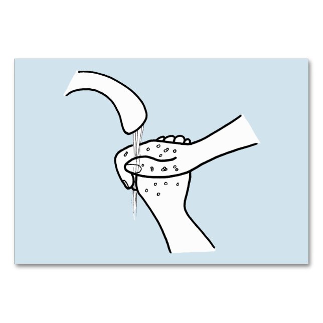 Verbs, Washing Hands Reading Flashcards for Adults Table Number (Front)