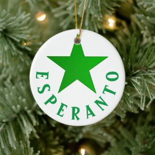 Verda Stelo (Esperanto Star) Ceramic Ornament