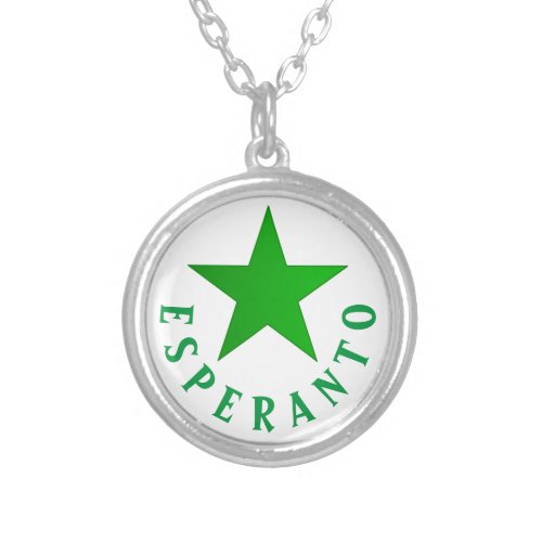 Verda Stelo Esperanto Star Silver Plated Necklace