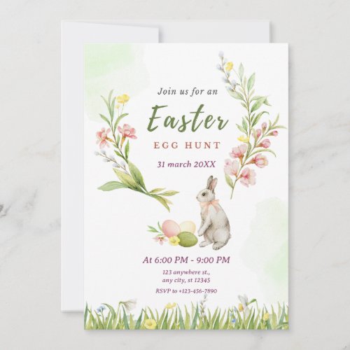 Verdant Blooms Green Festive Floral Easter Holiday Card