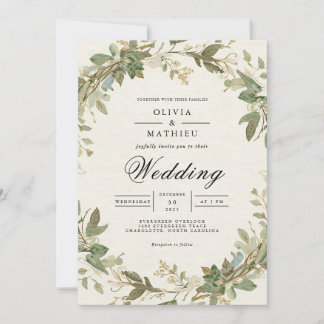 Verdant Botanical Archway Wedding Invitation
