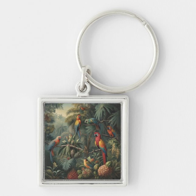 Verdant Canopy Harvest Scarlet Macaw and Pineapple Keychain (Front)