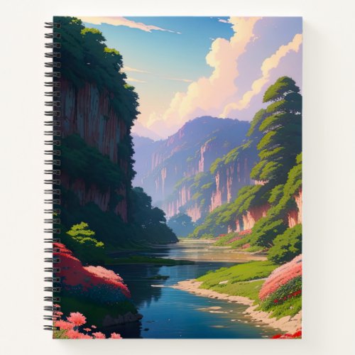 Verdant Canyon with a Flowing River Notebook