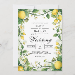Verdant Citrus Bloom Arch Wedding Invitation