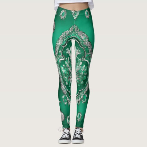 Verdant Elegance Embrace Natures Beauty with Gre Leggings