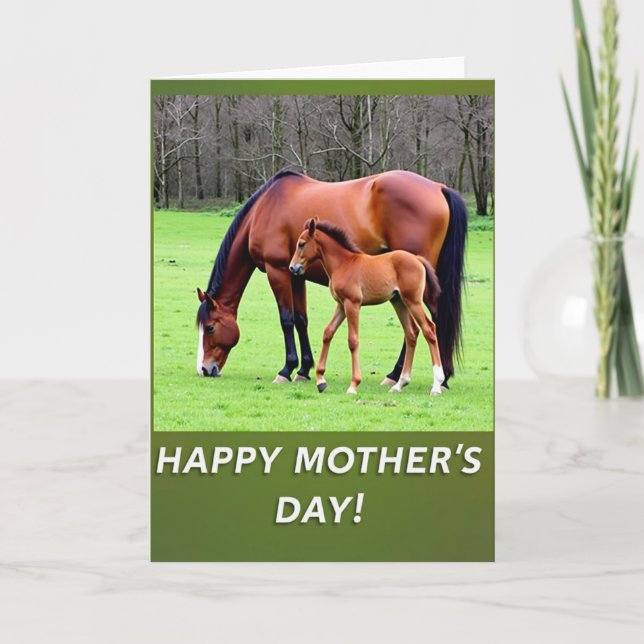 Verdant Equine Pasture Scene Card (Front)
