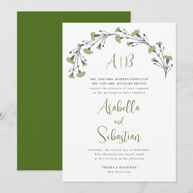 Verdant Floral Arch Wedding Invitation (Front/Back)