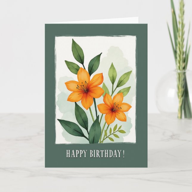 Verdant Foliage Birthday Card (Front)