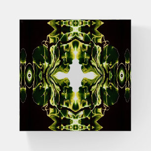 Verdant Green Abstract Acrylic Paint Pour Art Paperweight