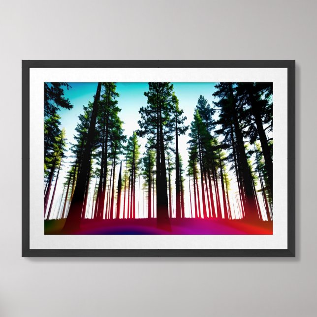 Verdant Green Red Canopy Tranquil View Landscape Framed Art (Framed Front)