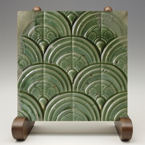 Verdant Jade Art Nouveau Inspired Ceramic Tile