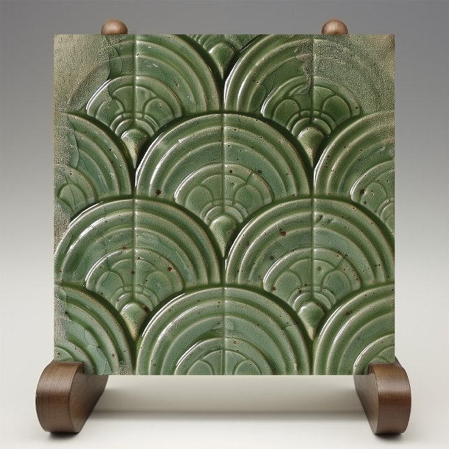 Verdant Jade Art Nouveau Inspired Ceramic Tile (Creator Uploaded)