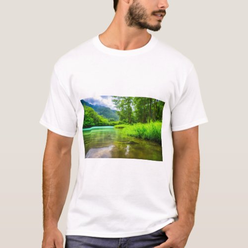 Verdant Oasis Pristine Green Nature and Crystal_C T_Shirt