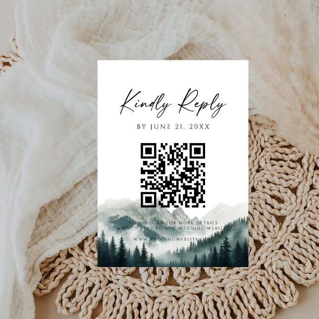 Verdant Peaks Misty Forest Watercolor RSVP Card (Creator Uploaded)