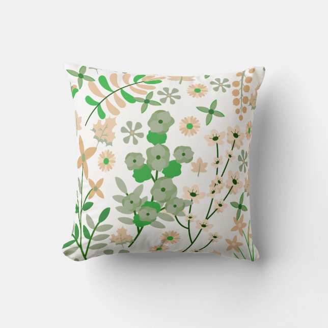 "Verdant Petalscape" Throw Pillow (Front)