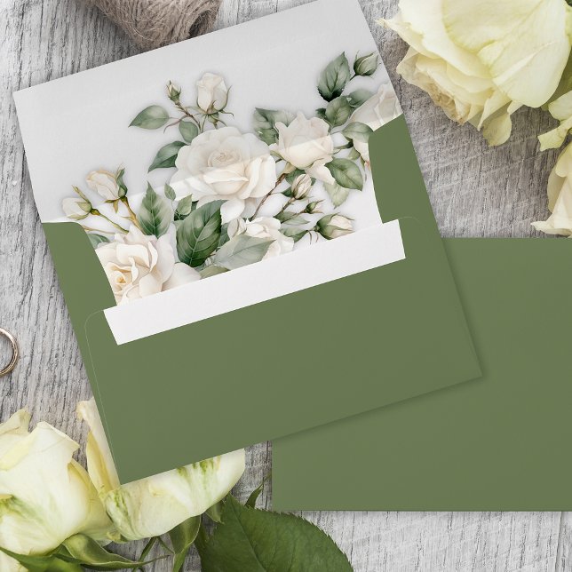 Verdant Roses Greenery Wedding  Envelope (Creator Uploaded)
