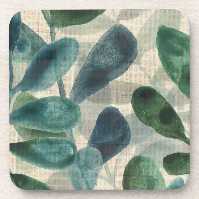 Verdant Sophistication - Tropical Leaves Beverage Coaster (Front)