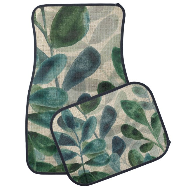 Verdant Sophistication - Tropical Leaves Car Floor Mat (Set)