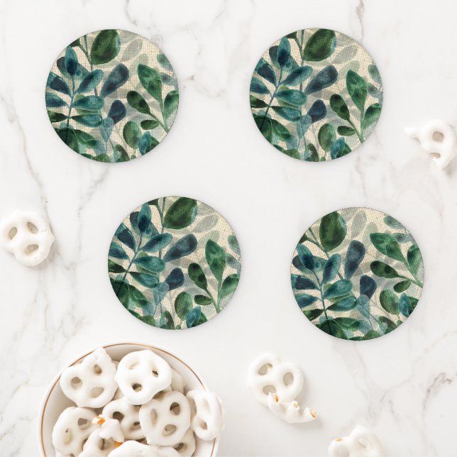 Verdant Sophistication - Tropical Leaves Coaster Set (In Situ)