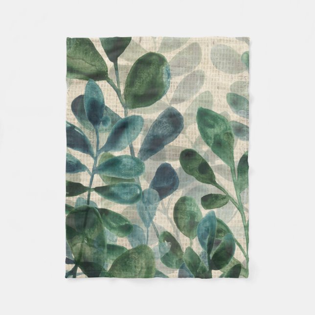 Verdant Sophistication - Tropical Leaves Fleece Blanket (Front)
