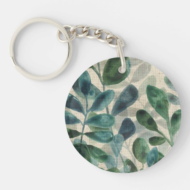 Verdant Sophistication - Tropical Leaves Keychain (Front)