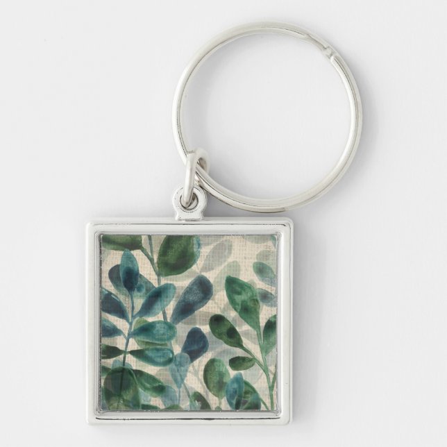 Verdant Sophistication - Tropical Leaves Keychain (Front)