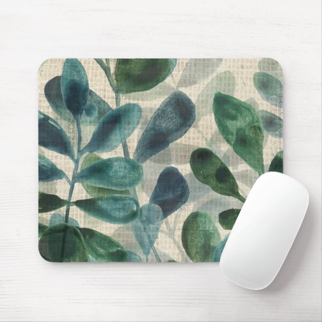 Verdant Sophistication - Tropical Leaves Mouse Pad (With Mouse)
