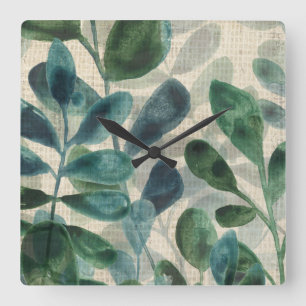 Verdant Sophistication - Tropical Leaves Square Wall Clock