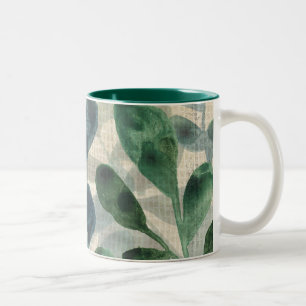 Verdant Sophistication - Tropical Leaves Two-Tone Coffee Mug