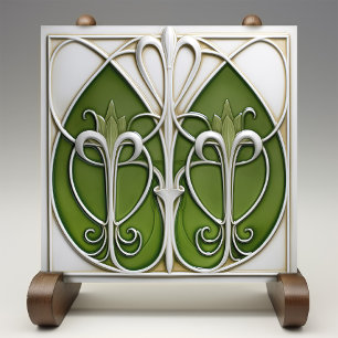 Verdant Vines Art Nouveau Ceramic Tile