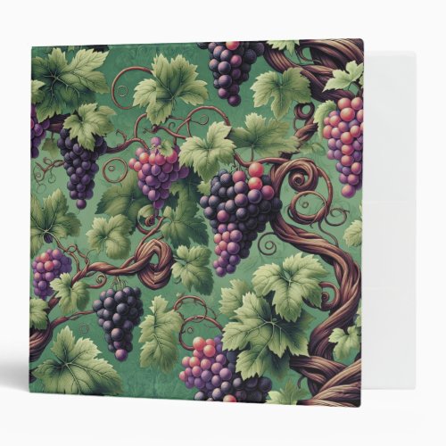 Verdant Vineyard Bliss A Tapestry of Grapevines 3 Ring Binder