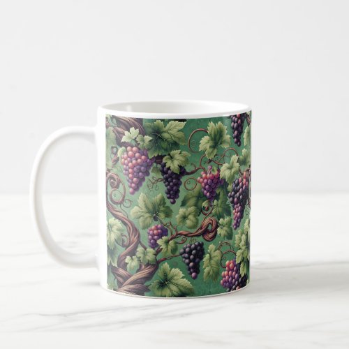 Verdant Vineyard Bliss A Tapestry of Grapevines Coffee Mug